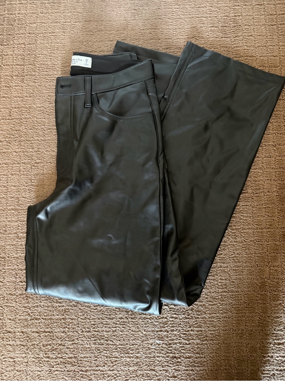 Women's Black Faux Leather Dress Pants